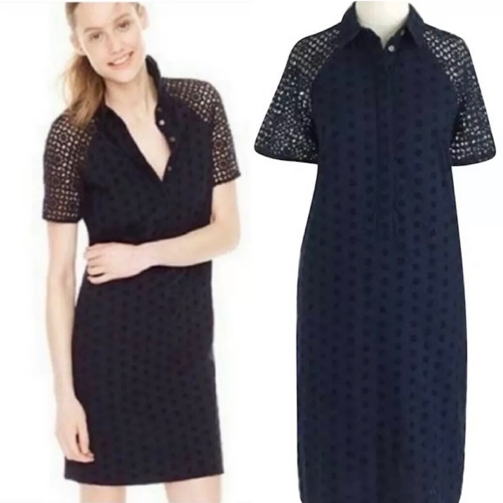Jcrew navy element lace shirtdress 00